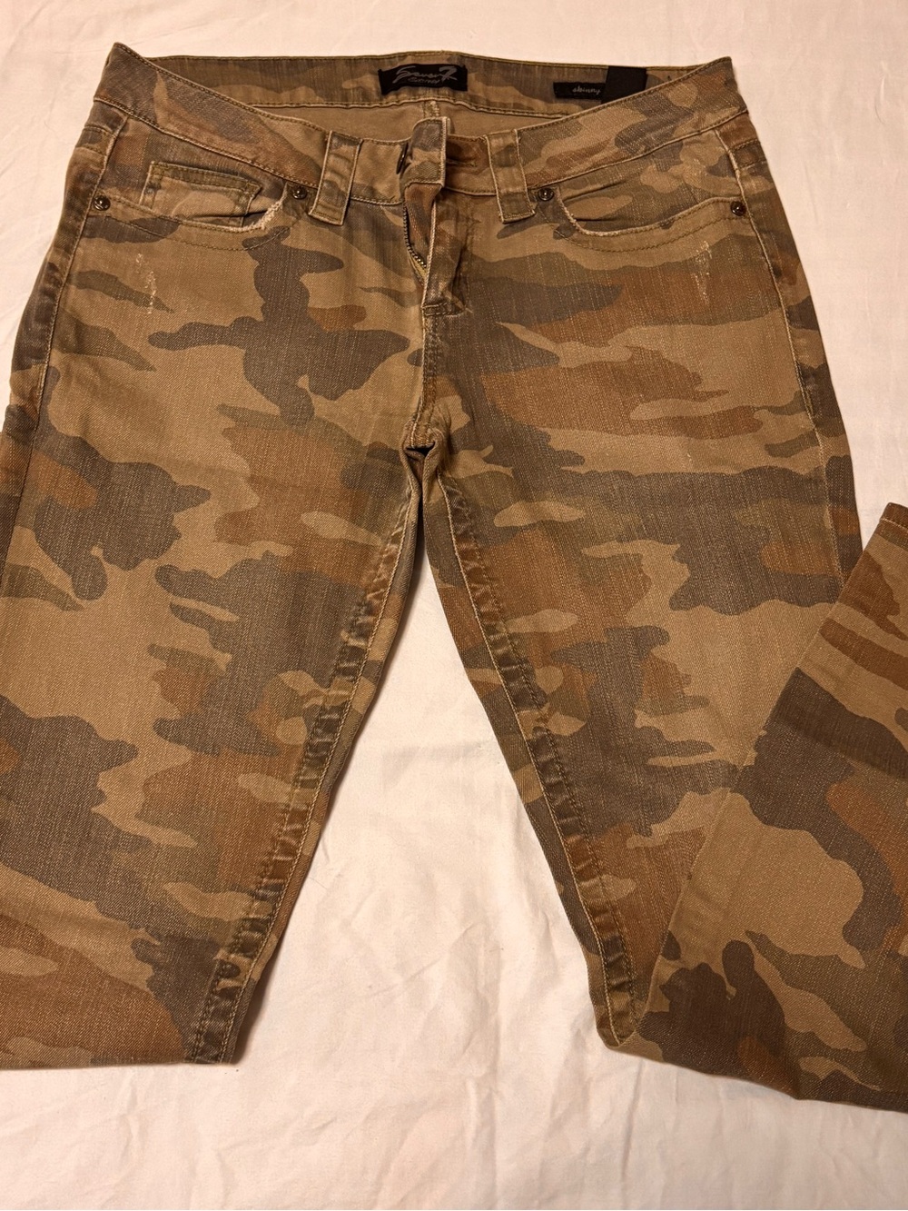 Seven7 Women's Camo Skinny Jeans in Green and Brown